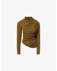 Mugler - Draped Long-Sleeve Knitted Top - Lyst