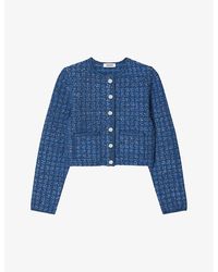 Sandro - Sequin-embellished Dropped Stretch-woven Cardigan - Lyst