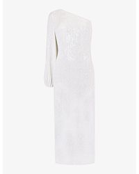Ro&zo - Selena Sequin-embellished One-shoulder Stretch-woven Midi Dress - Lyst
