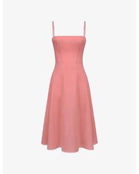 House Of Cb - Dolly Square-Neck Stretch-Cotton Midi Dress Xs (A-C Cup) - Lyst