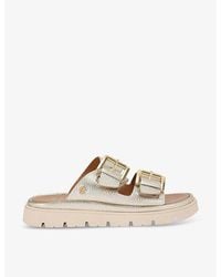 Carvela Kurt Geiger - Pavilion Buckle-Strap Metallic-Leather Sandals - Lyst