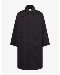 Studio Nicholson - Revere Leather-Collar Cotton-Blend Trench Coat - Lyst