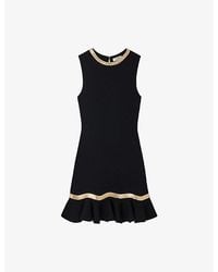 Sandro - Metallic-Trim Sleeveless Knitted Mini Dress - Lyst