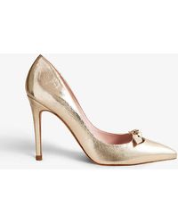 Ted Baker - Telila Bow-embellished Heeled Faux-leather Court Shoes - Lyst