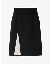 Sandro - Mid-Rise Split-Hem Wool Midi Skirt - Lyst