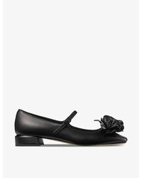 Jimmy Choo - Rosa Flower-embellished Leather Heeled Courts - Lyst