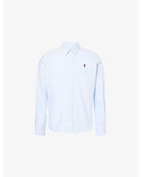 Ami Paris - Logo-Embroidered Regular-Fit Cotton Shirt - Lyst