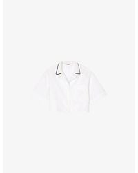 Sandro - Crochet-Collar Relaxed-Fit Cropped Cotton Shirt - Lyst