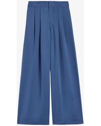 Ted Baker Azaya Wide-leg High-rise Woven Trousers in dk-Navy Slacks and Chinos Wide-leg and palazzo trousers Womens Clothing Trousers Blue 