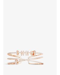Apm Monaco - Triple-band Sliding-rings 18ct -plated Metal Alloy And Cubic Zirconia Cuff Bracelet - Lyst