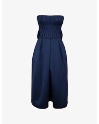 House Of Cb - Bellina Strapless Satin Midi Dress - Lyst