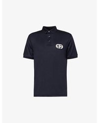 Emporio Armani - Blu Vy Brand-embroidered Split-hem Jersey Polo Shirt X - Lyst