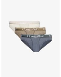 Calvin Klein - Branded-waistband Mid-rise Pack Of Three Stretch-woven Briefs - Lyst