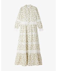 Sandro - Floral Lace-Trim Woven Maxi Dress - Lyst