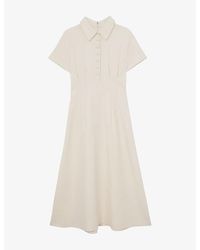 Reiss - Mari Short-Sleeved Stretch-Woven Midi Dress - Lyst