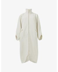 eem - High-Neck Tulip-Hem Cotton-Blend Coat - Lyst
