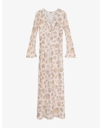 OMNES - Marj Flute-Sleeve V-Neck Woven Maxi Dress - Lyst