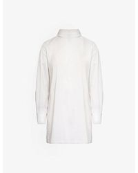 Issey Miyake - High-neck Split-hem Cotton-blend Shirt - Lyst