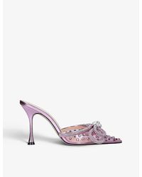 mach and mach double bow crystal embellished satin pumps