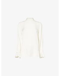 Theory - Scarf-Tie High-Neck Silk Blouse - Lyst