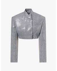 David Koma - Sequin-Embellished Cropped Wool Jacket - Lyst