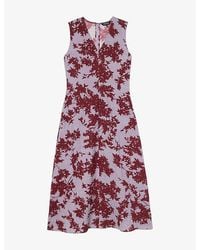 Whistles - Floral Textured Cotton Midi Dress - Lyst