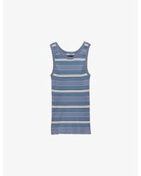 Prada - Striped Sleeveless Stretch-Cotton Knit Top - Lyst