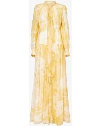 Erdem - Floral-pattern High-neck Silk Gown - Lyst