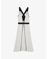 Reiss - Valencia Contrast-Binding Linen-Blend Midi Dress - Lyst