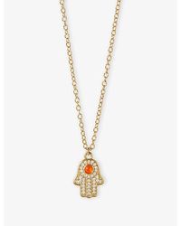 Astley Clarke - Celestial Hamsa Hand 18Ct, Carnelian And Sapphire Pendant Necklace - Lyst