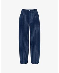 Whistles - Pinstriped Barrel-Leg High-Rise Jeans - Lyst