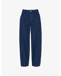 Whistles - Pinstriped Barrel-Leg High-Rise Jeans - Lyst