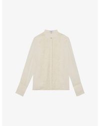 Reiss - Miranda Lace-Trim Sheer Crepe Blouse - Lyst