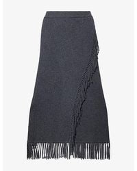 Jonathan Simkhai - Casey Fringed Knitted Wool And Cashmere Midi Skirt - Lyst