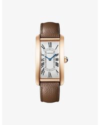 Cartier - Crwgta0277 Tank Americaine Large 18Ct Rose- And Leather Mechanical Watch - Lyst