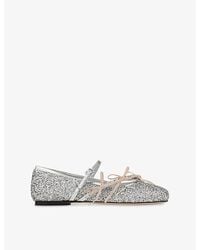 Jimmy Choo - Loli Ballerina Glitter Leather Flats - Lyst