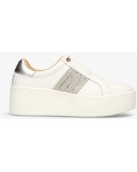 Carvela Kurt Geiger - Connected Tape Jewel-embellished Leather Low-top Trainers - Lyst