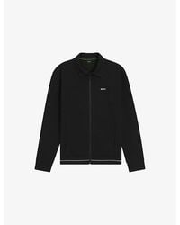 BOSS - Logo-Embroidered Polo-Collar Cotton-Blend Tracksuit Top - Lyst