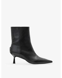 AllSaints - Vivian Logo-Embossed Heeled Leather Ankle Boots - Lyst