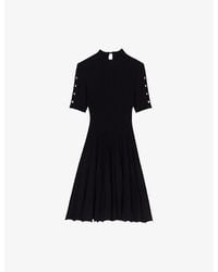 Maje - Clover-Embellished Short-Sleeve Stretch-Knit Mini Dress - Lyst