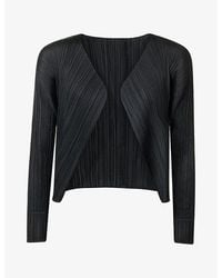 Pleats Please Issey Miyake - Basics Pleated Knit Cardigan - Lyst