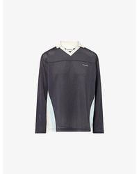 ADANOLA - Collared Long-Sleeve Mesh Jersey Top - Lyst