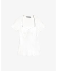 Maje - Moka Sweetheart-Neck Short-Sleeved Sweater - Lyst