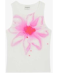 Claudie Pierlot - Floral-print Sleeveless Cotton T-shirt - Lyst