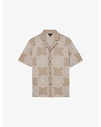 Reiss - Gabriel Jacquard Cuban-Collar Stretch-Woven Shirt - Lyst