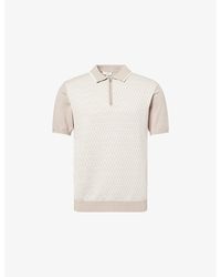 Arne - Herringbone Zip-Up Cotton-Knit Polo Top - Lyst