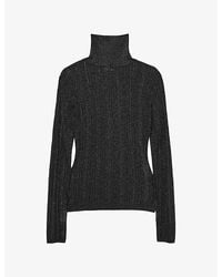 Reiss - Sutton Metallic Roll-Neck Knitted Top - Lyst
