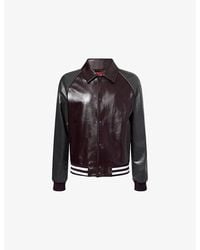 Gucci - Logo-Embossed Shiny Leather Bomber Jacket - Lyst