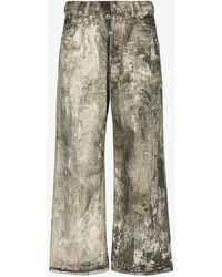 Acne Studios - Paint-splatter Brand-patch Wide-leg Jeans - Lyst