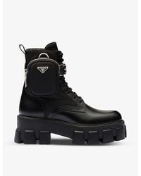 Prada - Monolith Lace-Up Boots With Pouch - Lyst